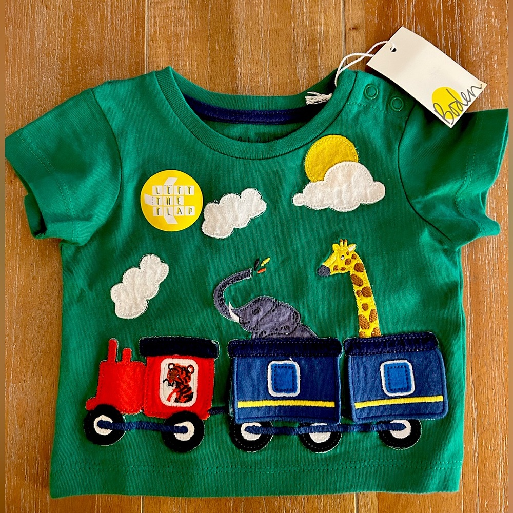 NWT Baby Boden Lift the Flap Shirt (0-3)